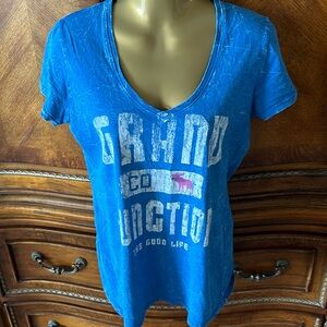Grand Junction CO “the good life” blue T shirt/ v neck